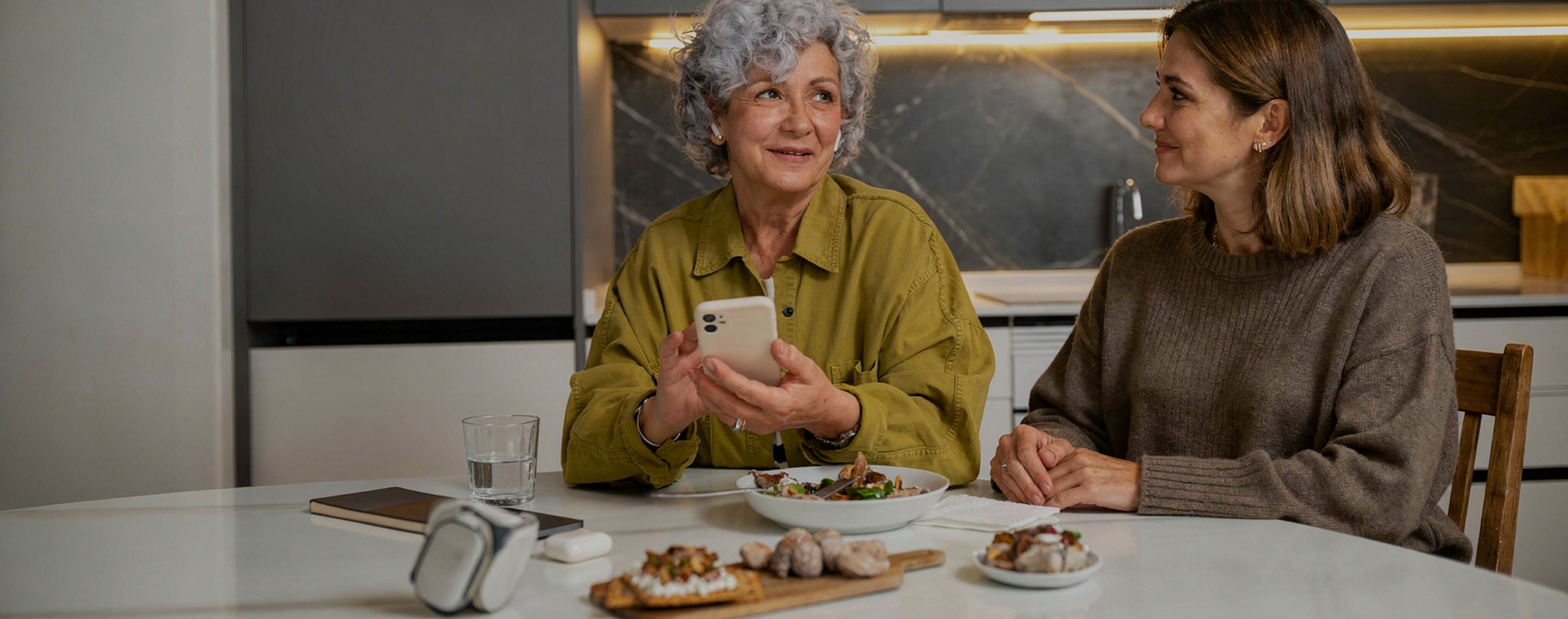 Patient using SuperMD app at a restaurant